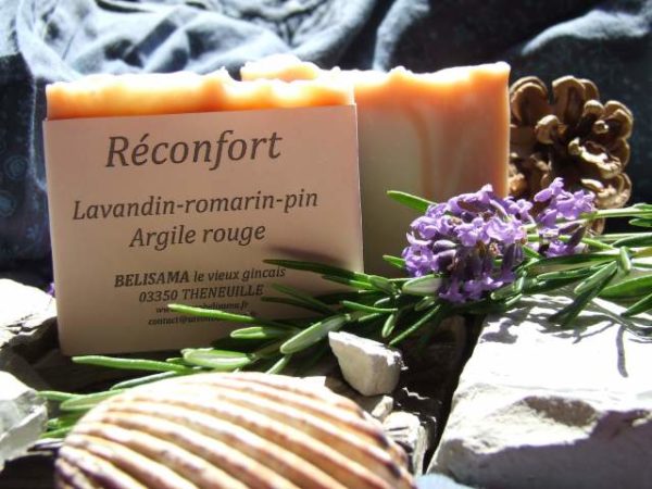 Réconfort : Lavandin - Romarin - Pin sylvestre - Argile rouge - Savon bio Belisama